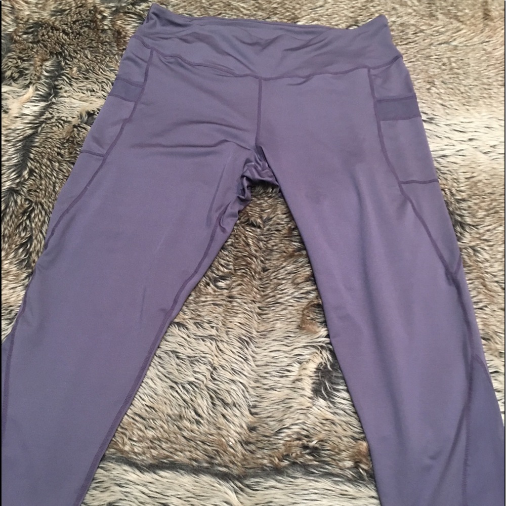 Shein Curve Crop Workout Mesh Insert Leggings With Pockets Mauve *Size 4x*